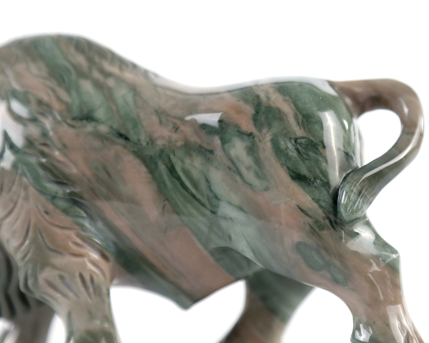 Nicedony 6.3" Jiulong Jade Hand Carved Crystal Cattle Sculpture - View 8