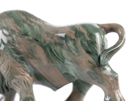 Nicedony 6.3" Jiulong Jade Hand Carved Crystal Cattle Sculpture - View 8