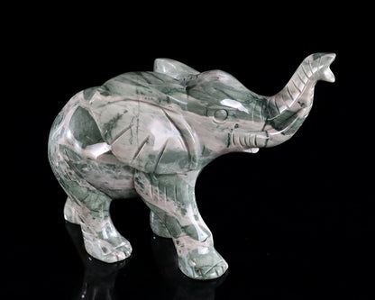 Nicedony 6.3" Jiulong Jade Hand Carved Crystal Elephant Sculpture - View 2