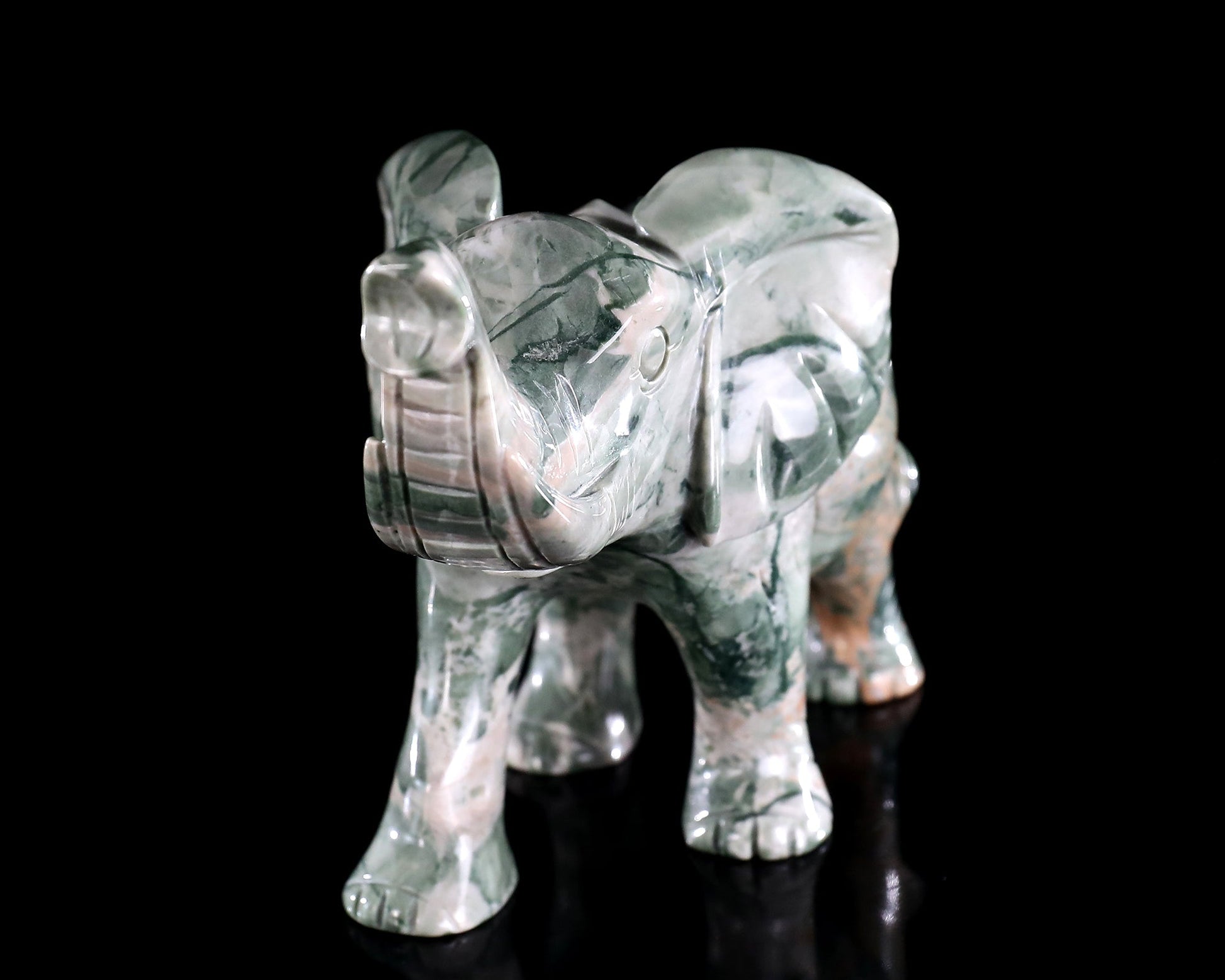 Nicedony 6.3" Jiulong Jade Hand Carved Crystal Elephant Sculpture - View 4
