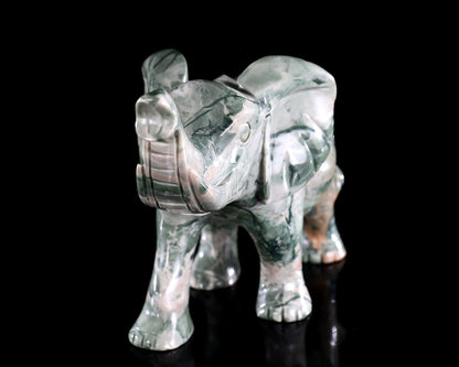 Nicedony 6.3" Jiulong Jade Hand Carved Crystal Elephant Sculpture - View 4