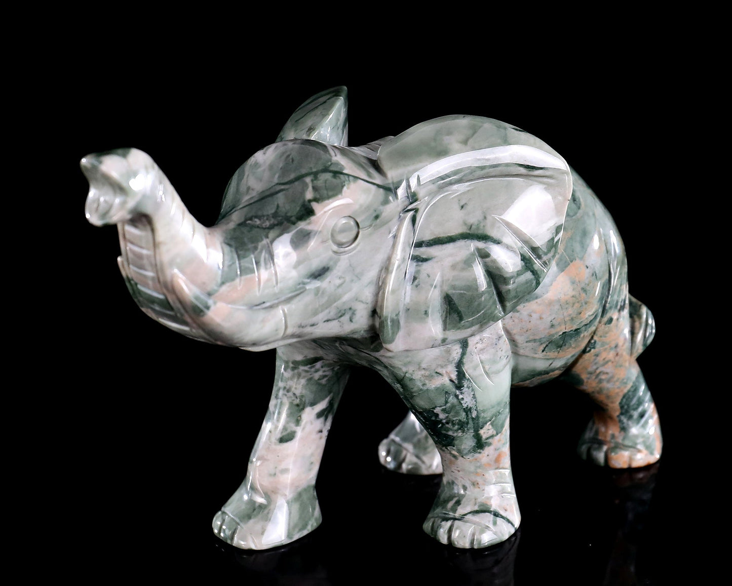 Nicedony 6.3" Jiulong Jade Hand Carved Crystal Elephant Sculpture - View 5