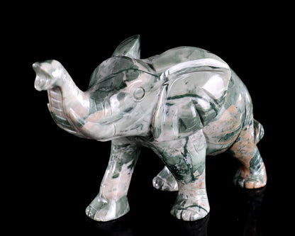 Nicedony 6.3" Jiulong Jade Hand Carved Crystal Elephant Sculpture - View 5