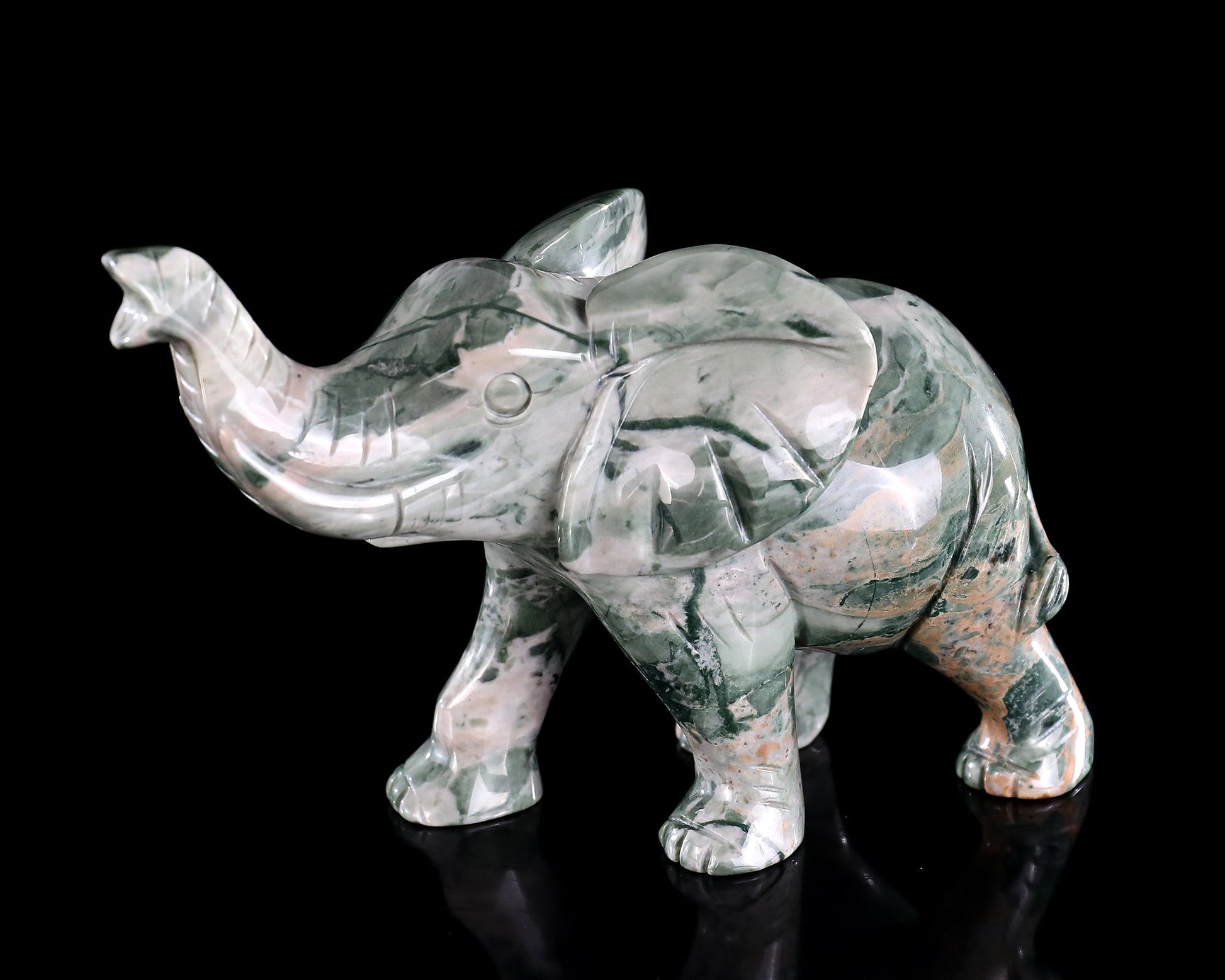 Nicedony 6.3" Jiulong Jade Hand Carved Crystal Elephant Sculpture - View 6