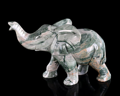 Nicedony 6.3" Jiulong Jade Hand Carved Crystal Elephant Sculpture - View 7
