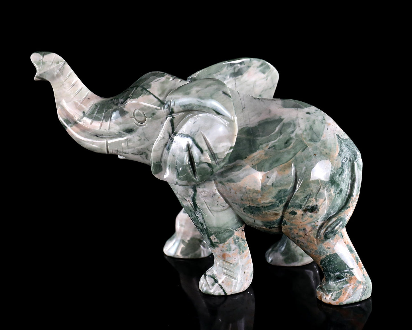 Nicedony 6.3" Jiulong Jade Hand Carved Crystal Elephant Sculpture - View 8