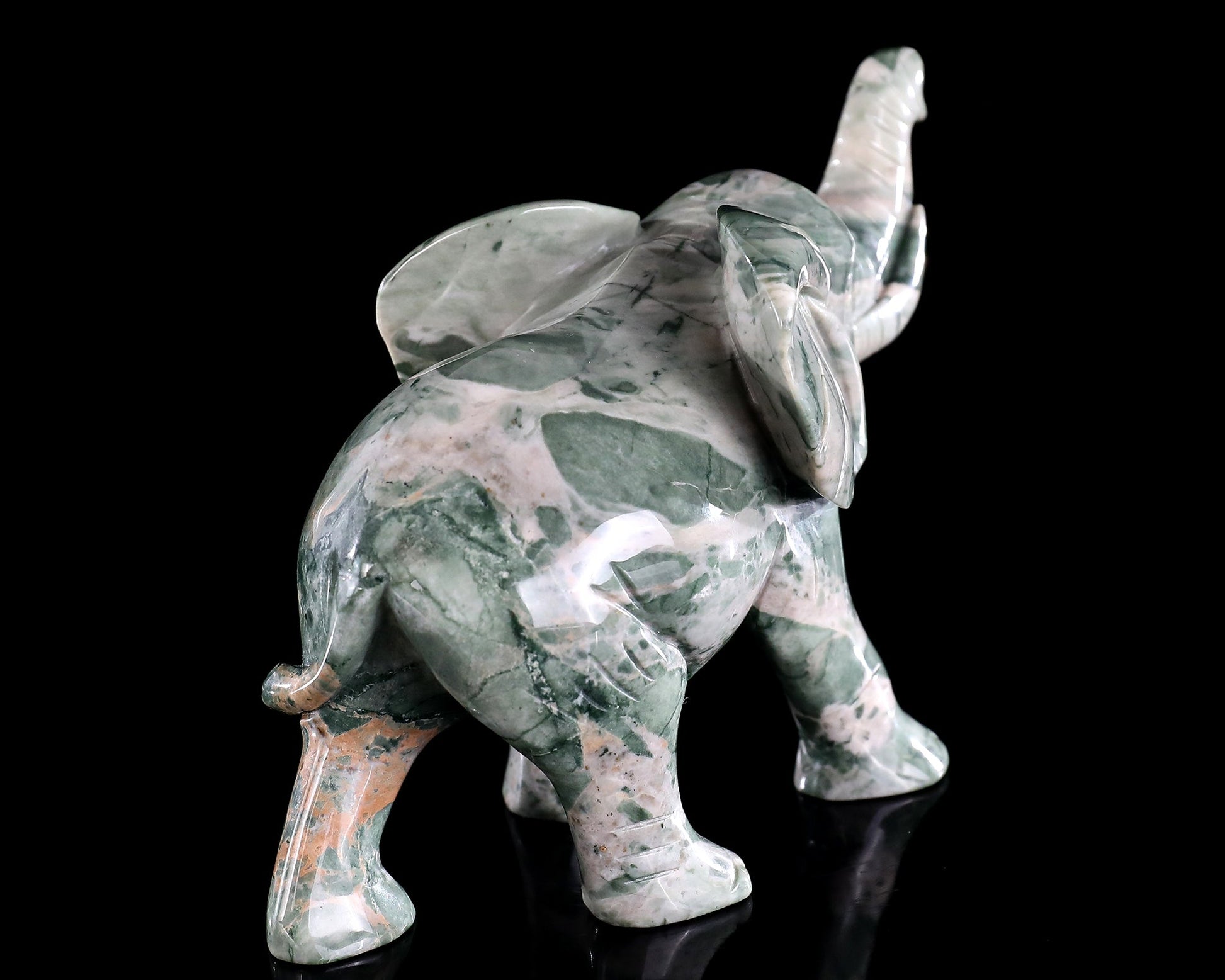 Nicedony 6.3" Jiulong Jade Hand Carved Crystal Elephant Sculpture - View 9