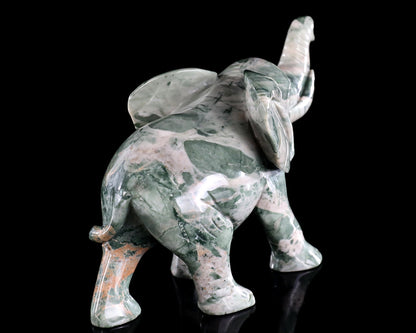 Nicedony 6.3" Jiulong Jade Hand Carved Crystal Elephant Sculpture - View 9