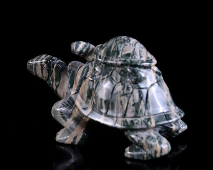 Nicedony 6.3" Jiulong Jade Hand Carved Crystal Turtles Sculpture - View 2