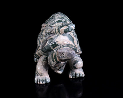 Nicedony 6.3" Jiulong Jade Hand Carved Crystal Turtles Sculpture - View 7
