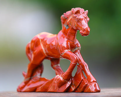 Nicedony 6.3" Red Jasper Hand Carved Crystal Horse Sculpture - View 5
