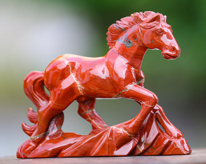 Nicedony 6.3" Red Jasper Hand Carved Crystal Horse Sculpture - View 6