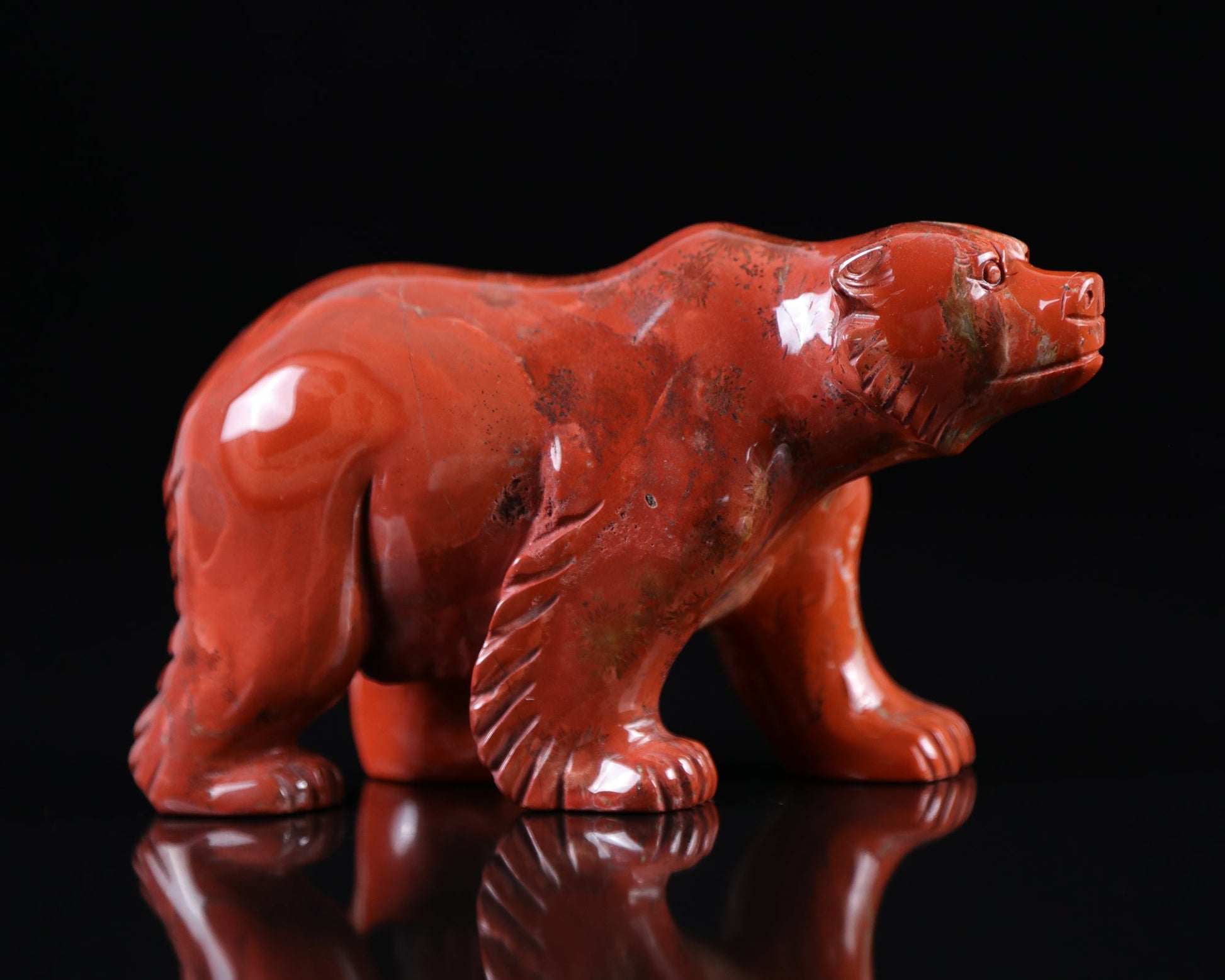 Nicedony 6.3"  Red Jasper Hand Carved Crystal Polar Bear Sculpture