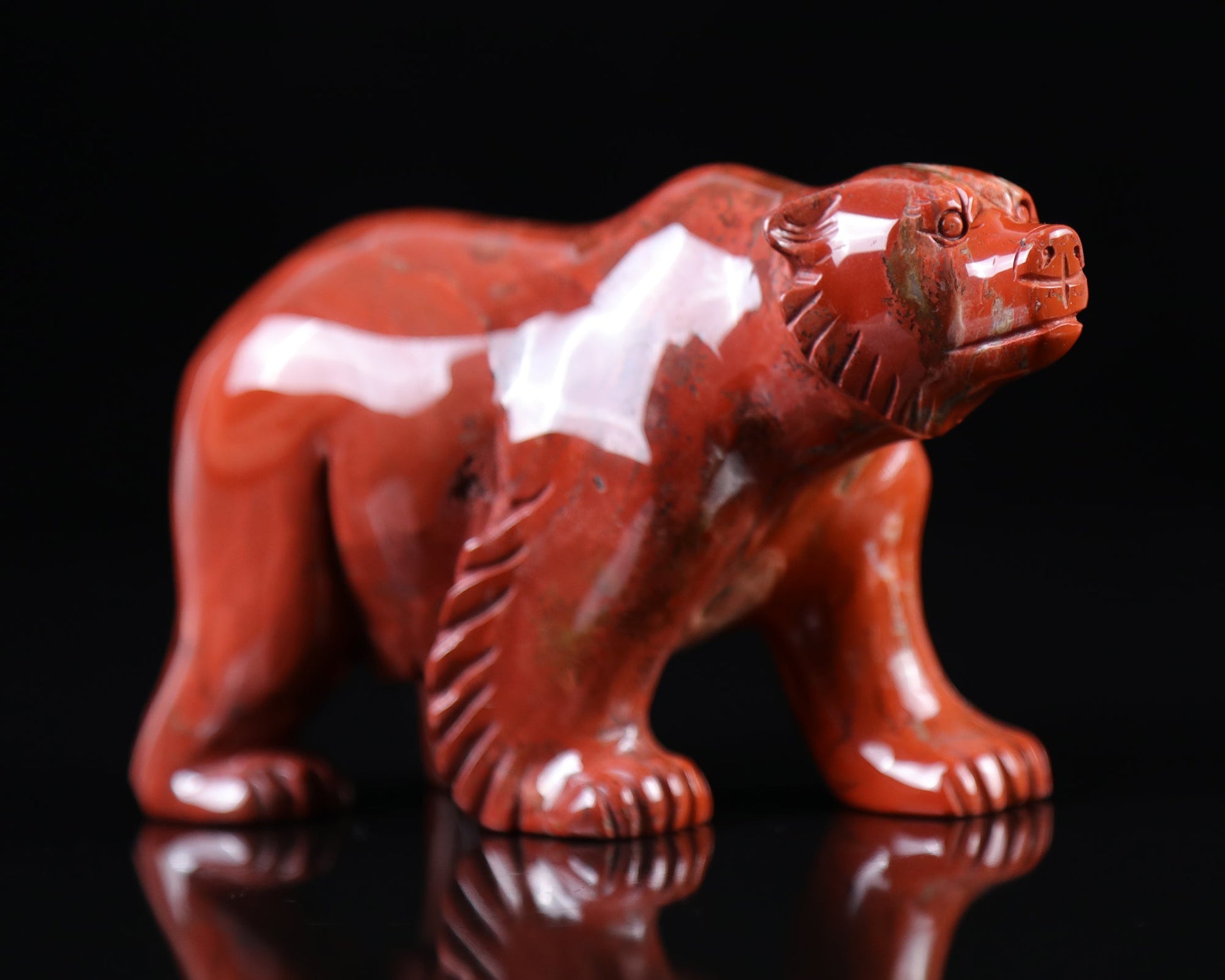Nicedony 6.3"  Red Jasper Hand Carved Crystal Polar Bear Sculpture - View 3