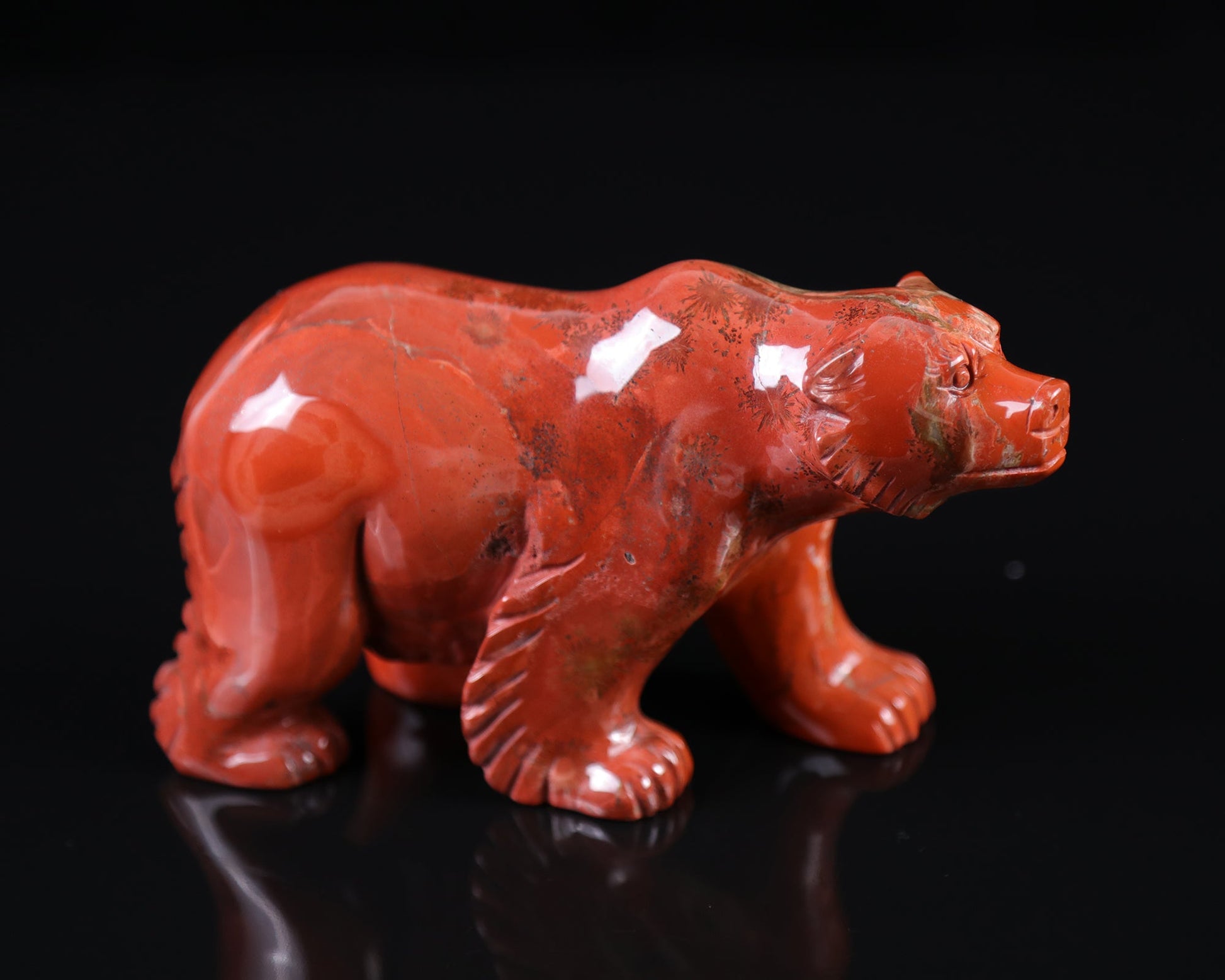 Nicedony 6.3"  Red Jasper Hand Carved Crystal Polar Bear Sculpture - View 8