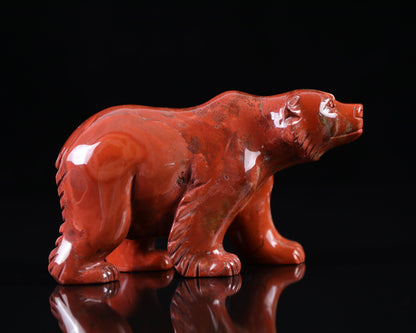 Nicedony 6.3"  Red Jasper Hand Carved Crystal Polar Bear Sculpture - View 2