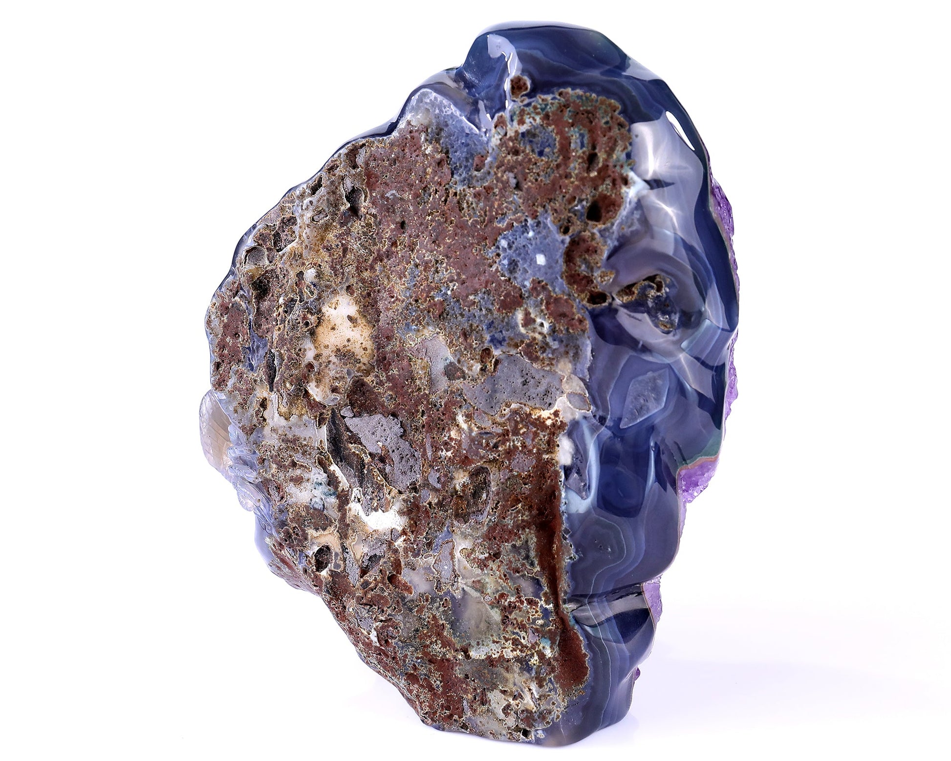 Nicedony 6.4" Amethyst Geode Agate Hand Carved Lizard Sculpture - View 6