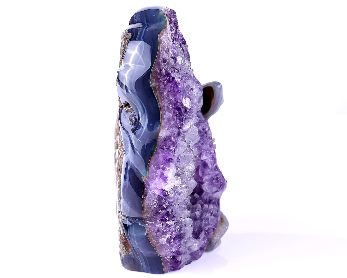 Nicedony 6.4" Amethyst Geode Agate Hand Carved Lizard Sculpture - View 5