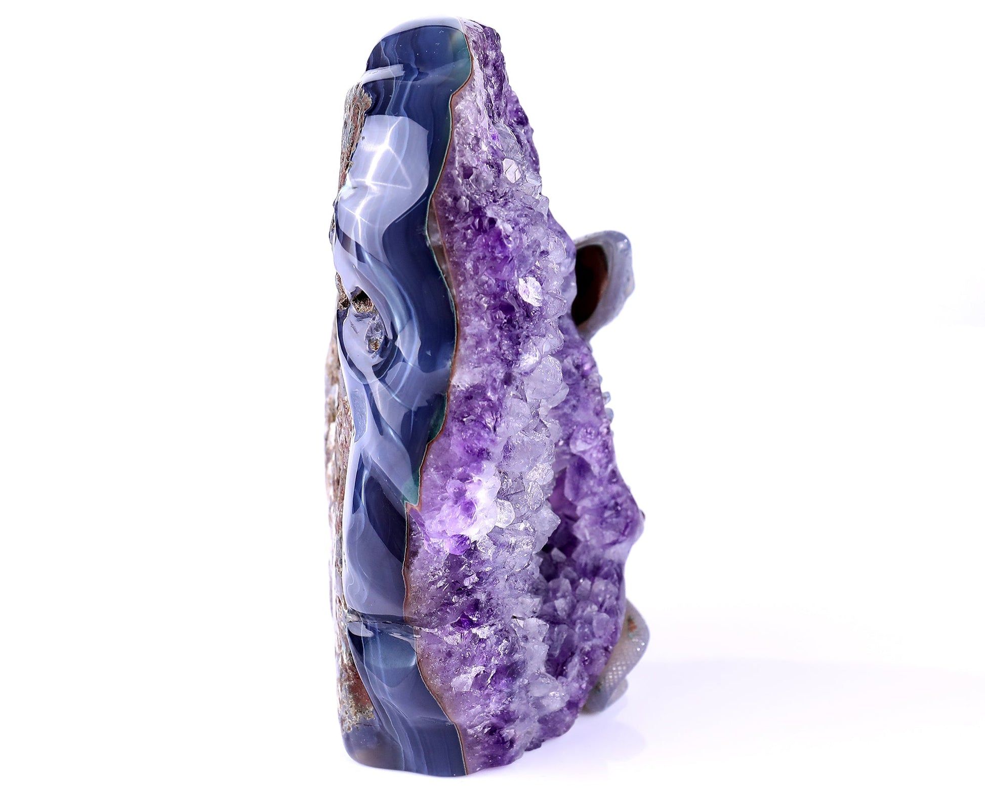 Nicedony 6.4" Amethyst Geode Agate Hand Carved Lizard Sculpture - View 5