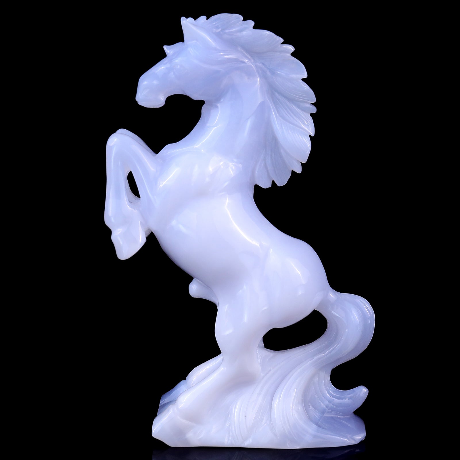 Nicedony 6.4" Blue Chalcedony Hand Carved Crystal Horse Sculpture - View 4