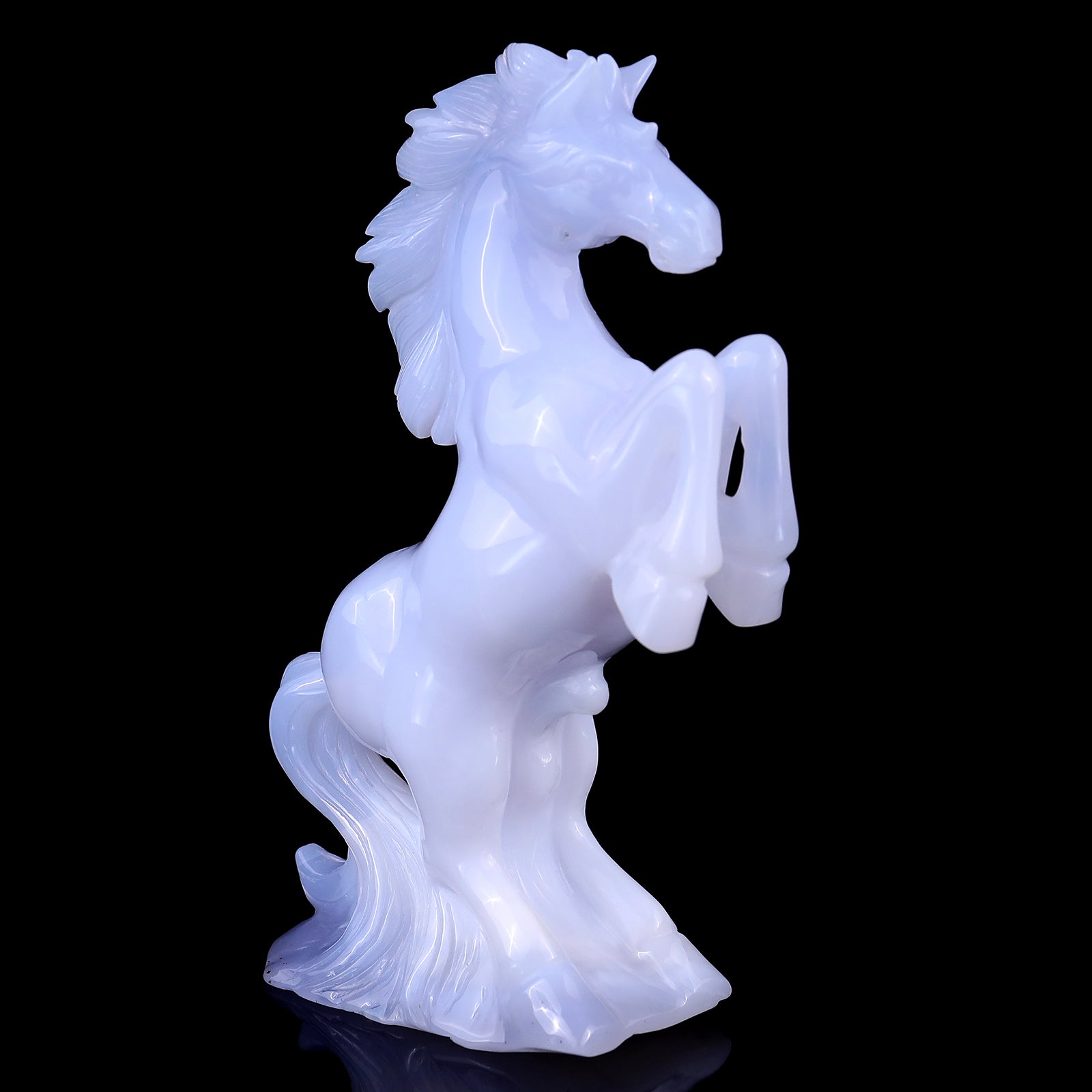 Nicedony 6.4" Blue Chalcedony Hand Carved Crystal Horse Sculpture