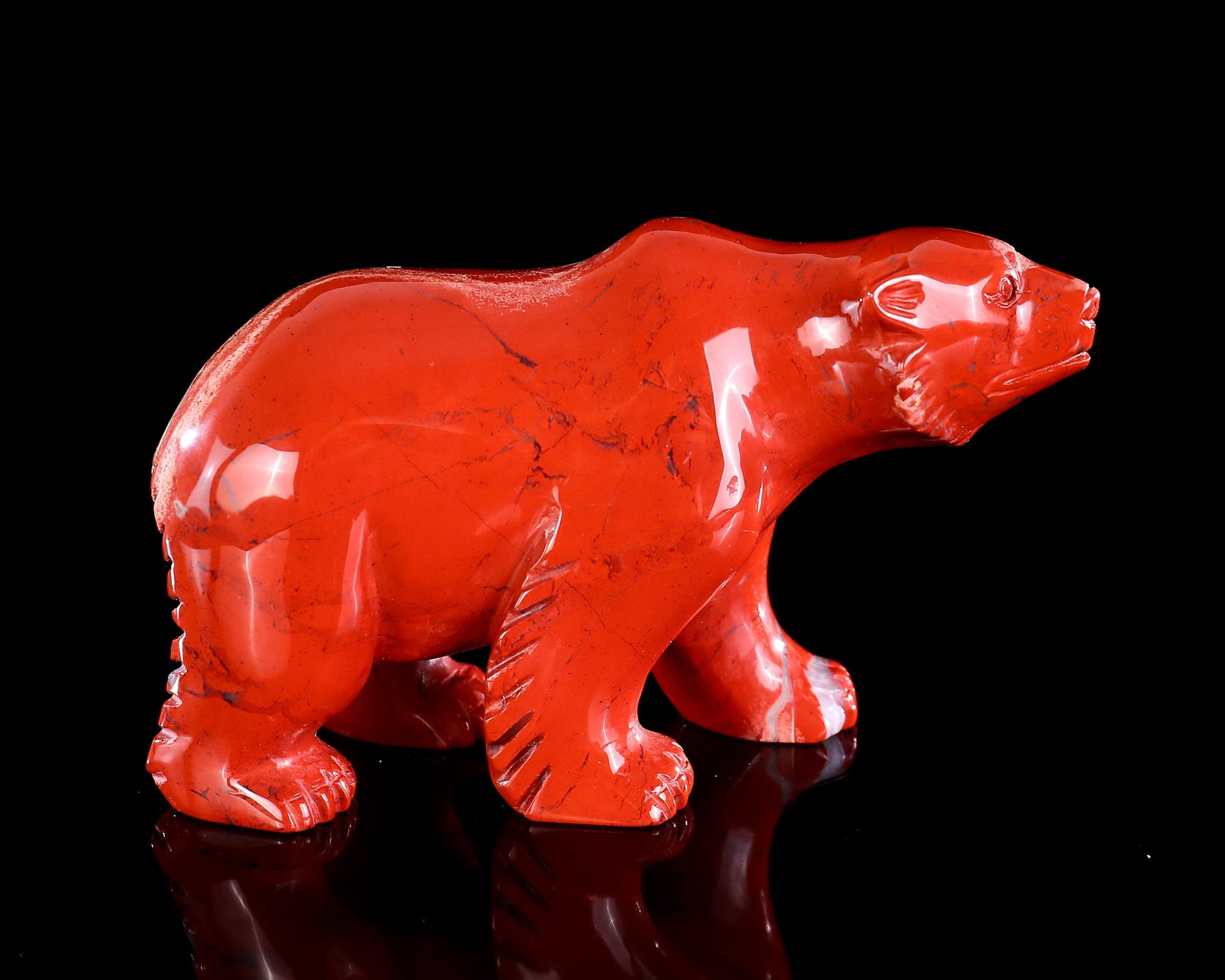 Nicedony 6.4" Red Jasper Hand Carved Crystal Polar Bear Sculpture