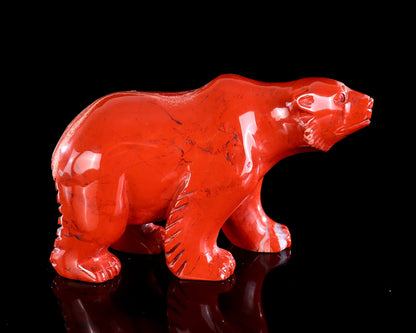 Nicedony 6.4" Red Jasper Hand Carved Crystal Polar Bear Sculpture