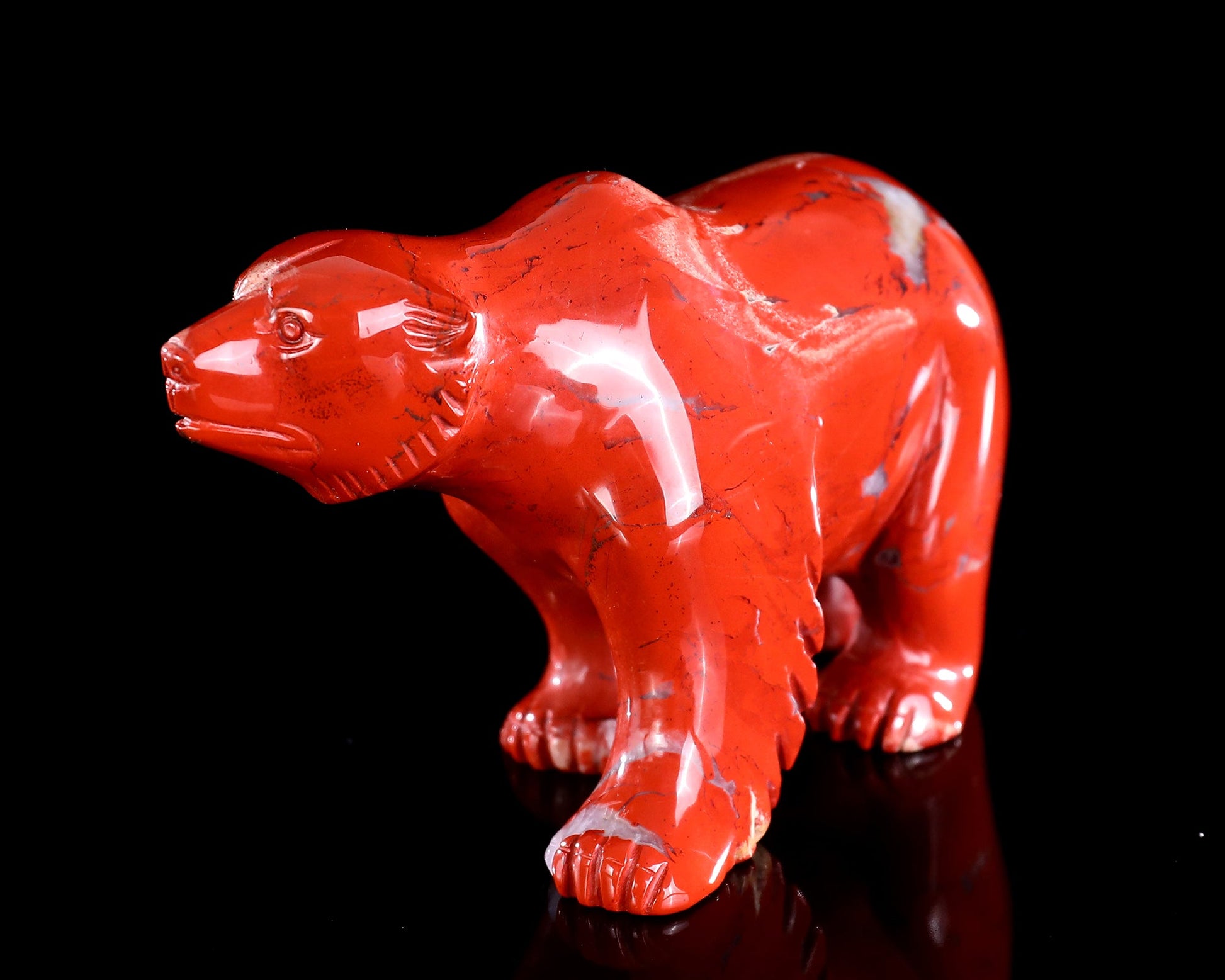 Nicedony 6.4" Red Jasper Hand Carved Crystal Polar Bear Sculpture - View 6