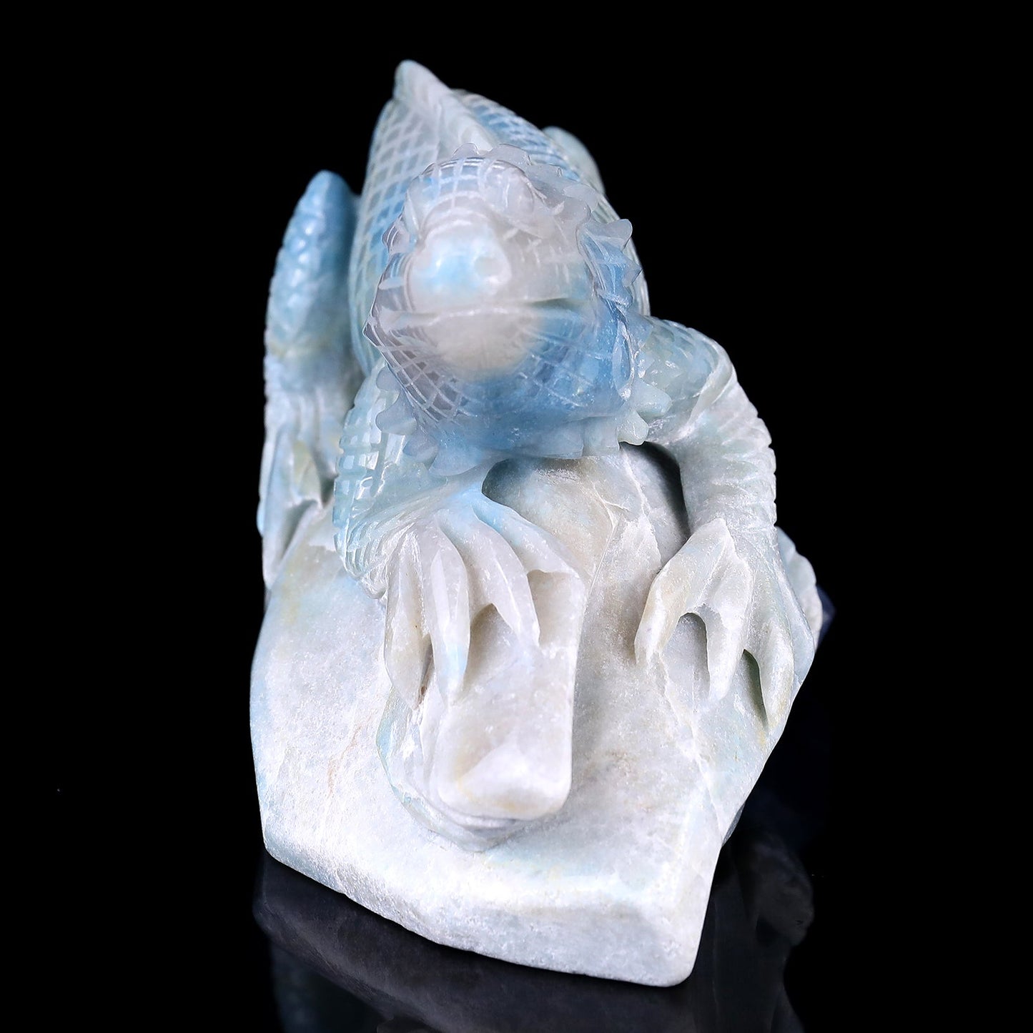 Nicedony 6.5" Amazonite Hand Carved Crystal Lizard Sculpture - View 3