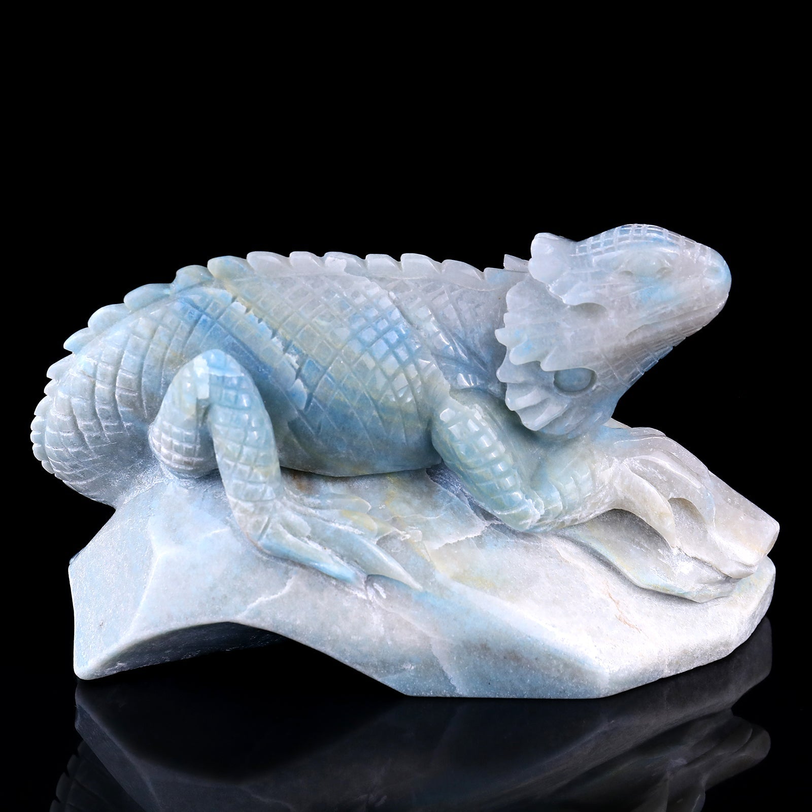 Nicedony 6.5" Amazonite Hand Carved Crystal Lizard Sculpture - View 4