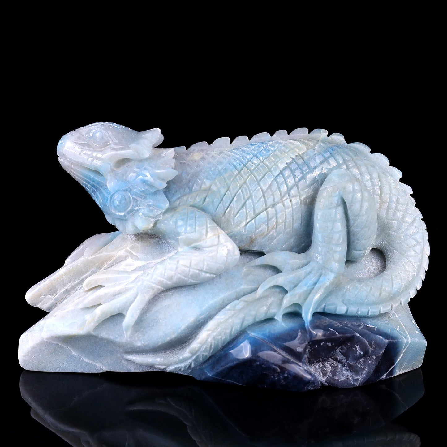 Nicedony 6.5" Amazonite Hand Carved Crystal Lizard Sculpture