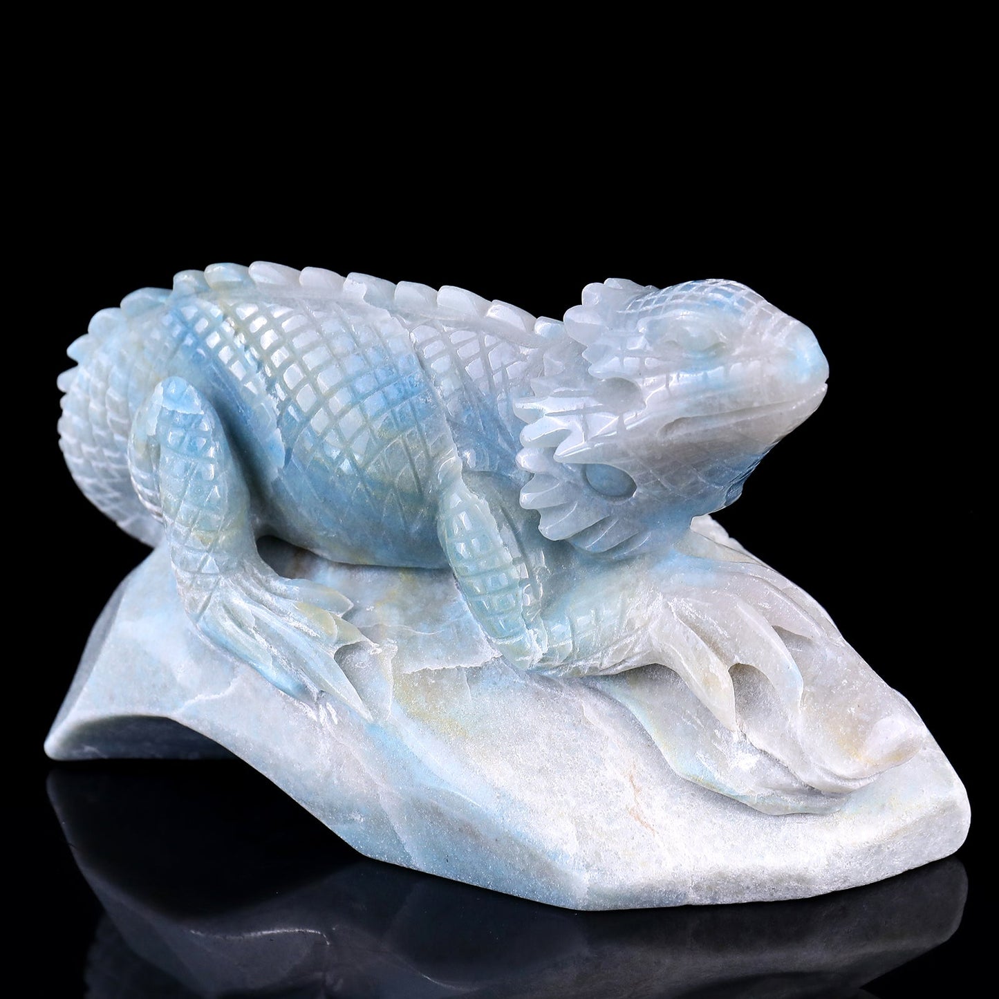 Nicedony 6.5" Amazonite Hand Carved Crystal Lizard Sculpture - View 2
