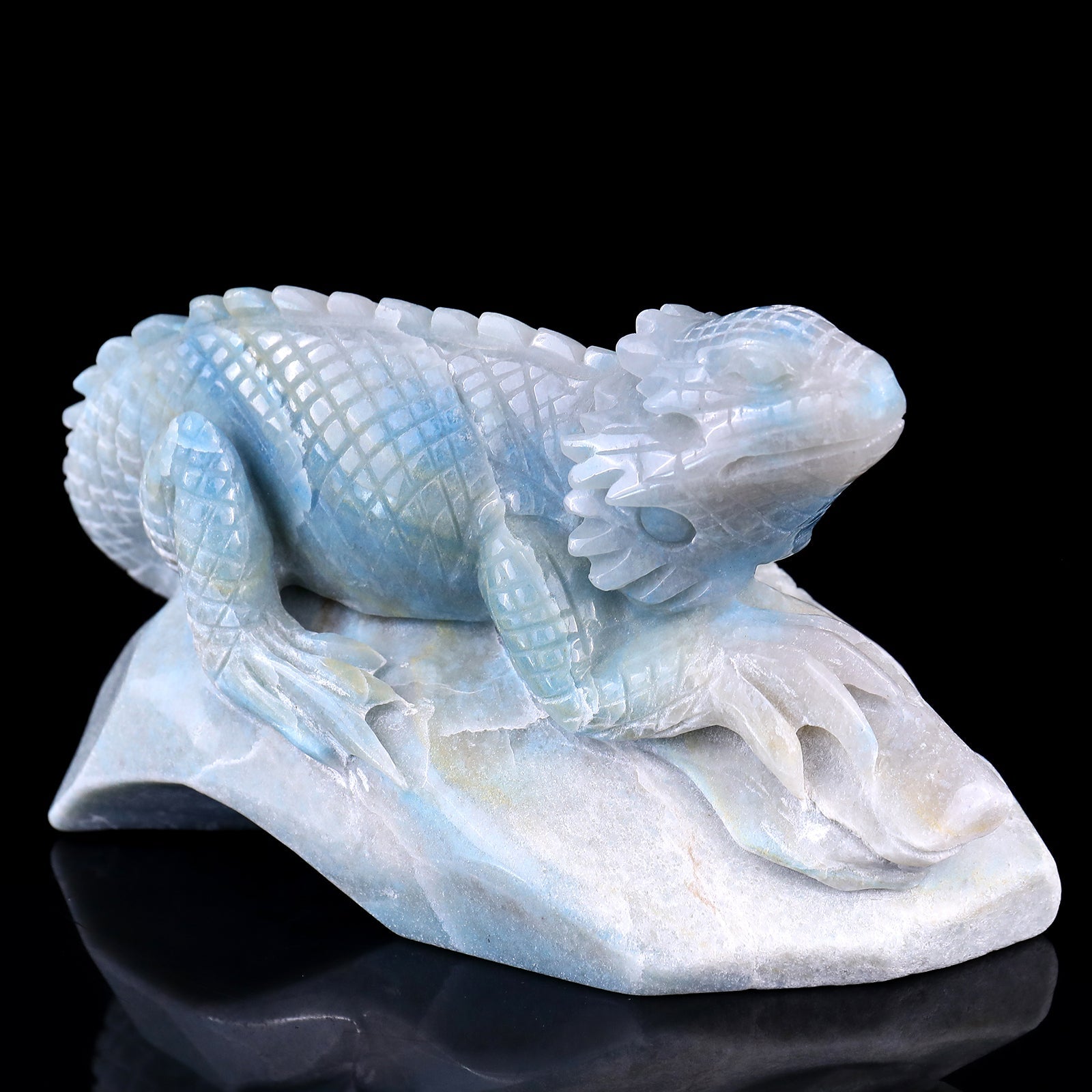 Nicedony 6.5" Amazonite Hand Carved Crystal Lizard Sculpture - View 2