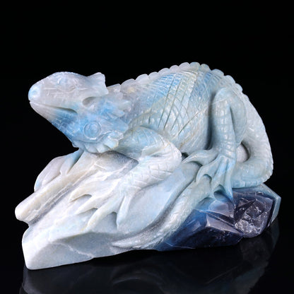 Nicedony 6.5" Amazonite Hand Carved Crystal Lizard Sculpture - View 7