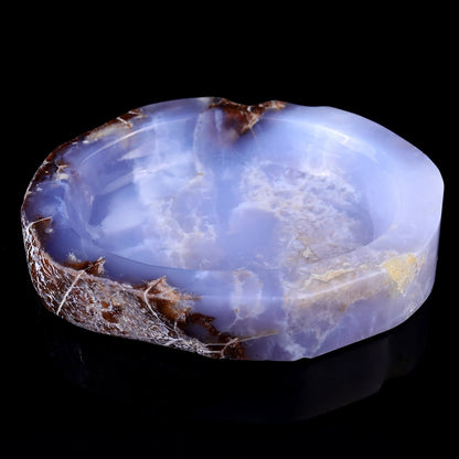 Nicedony 6.5" Blue Chalcedony Hand Carved Crystal Ashtray Fruit Tray - View 4
