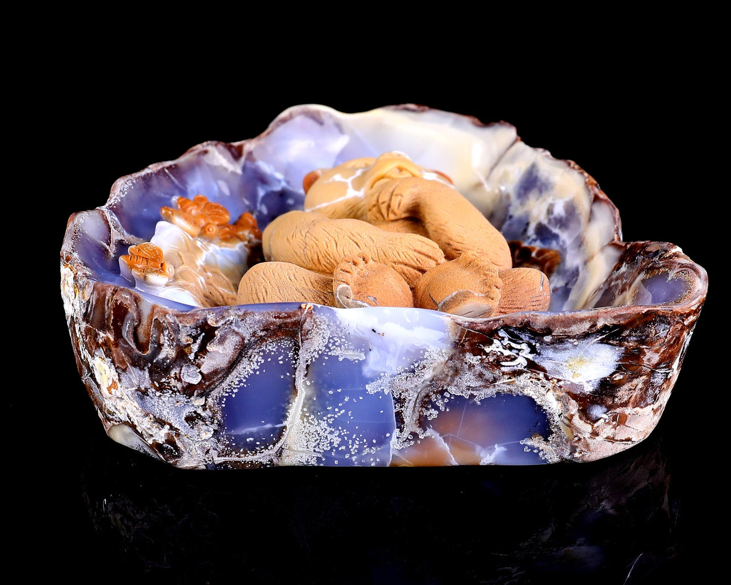 Nicedony 6.5" Blue Chalcedony Hand Carved Crystal Bear Sculpture - View 5