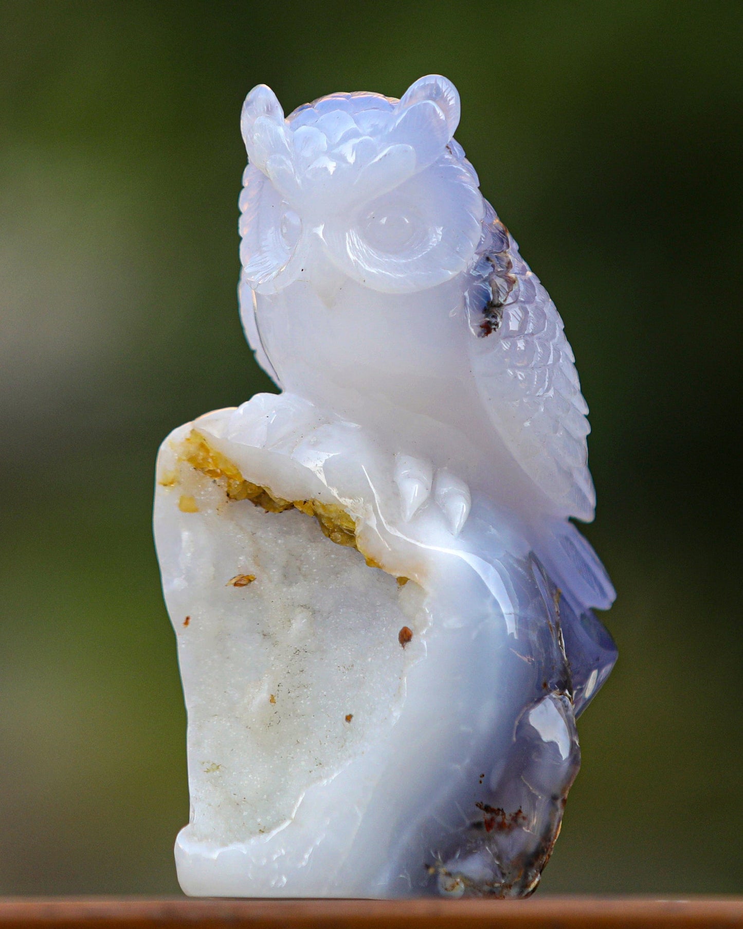 Nicedony 6.5" Blue Chalcedony Hand Carved Crystal Owl Sculpture - View 8