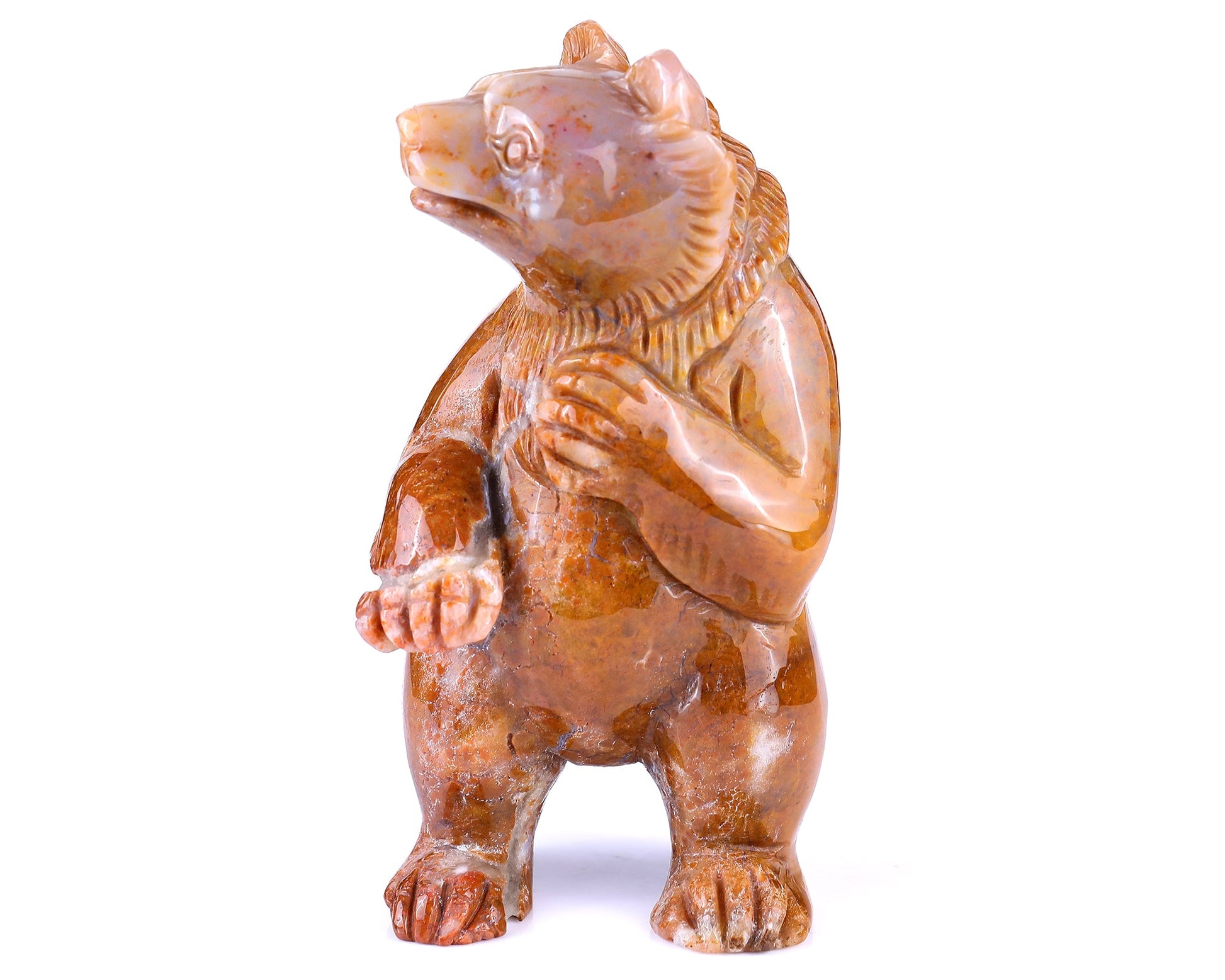 Nicedony 6.5" Chalcedony Hand Carved Crystal Bear Sculpture - View 2
