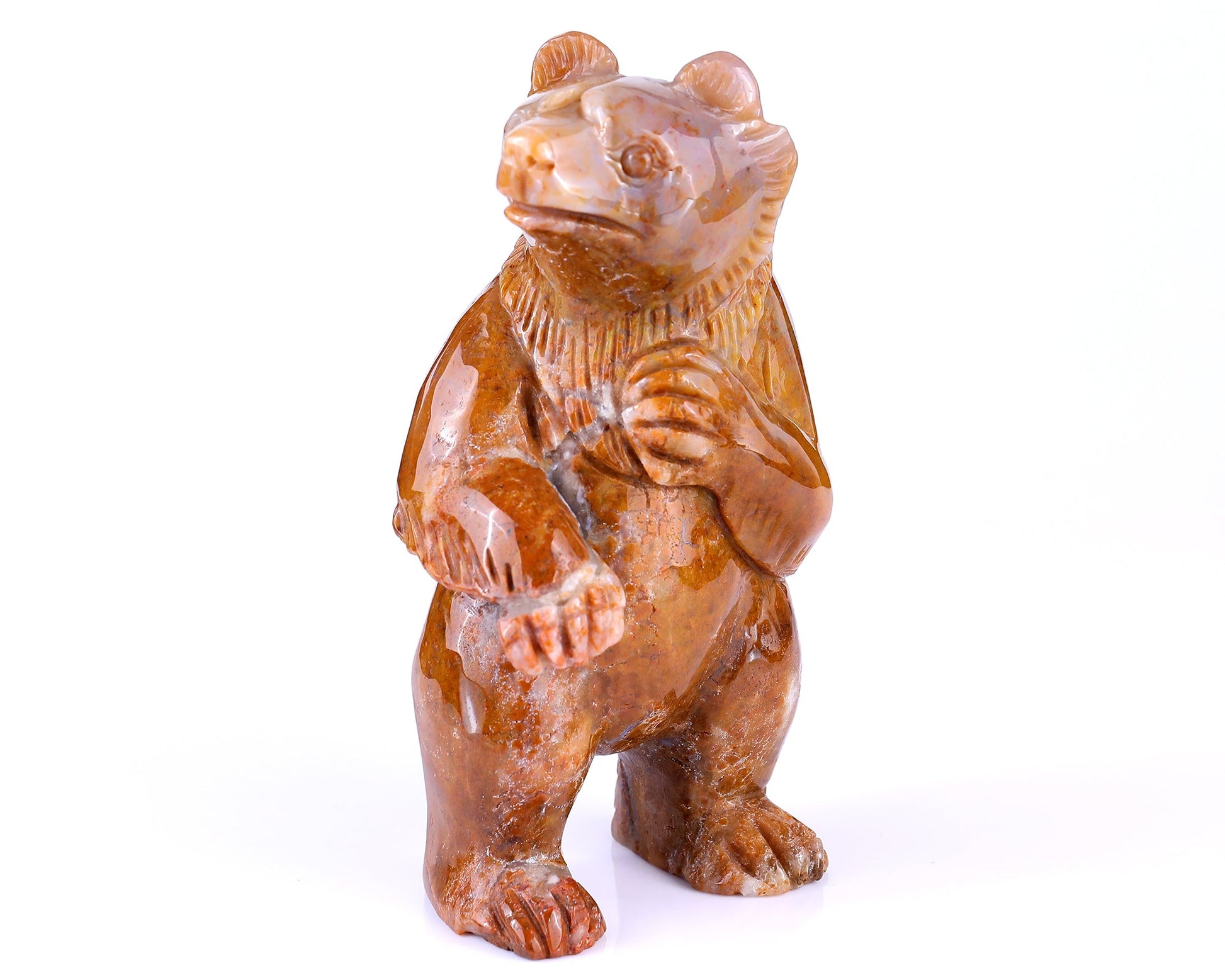 Nicedony 6.5" Chalcedony Hand Carved Crystal Bear Sculpture