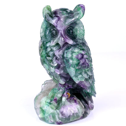 Nicedony 6.5" Fluorite Hand Carved Crystal Owl Sculpture - View 2