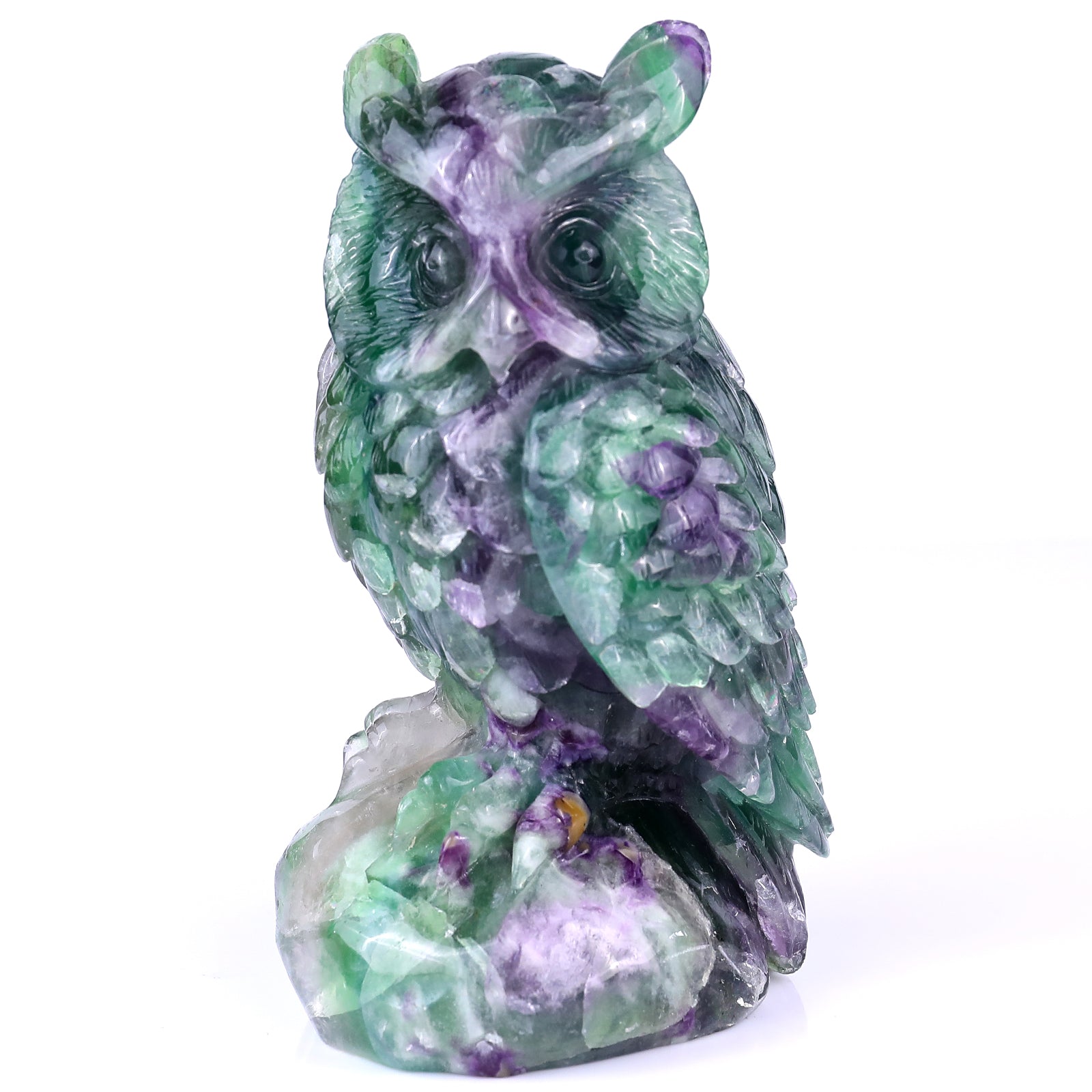 Nicedony 6.5" Fluorite Hand Carved Crystal Owl Sculpture - View 7