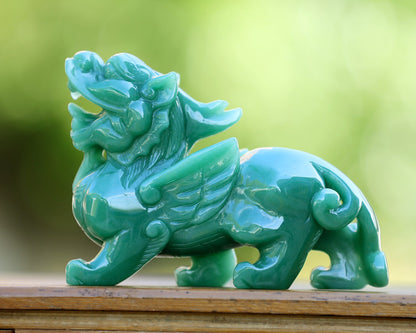 Nicedony 6.5" Green Aventurine Hand Carved Crystal Kylin Sculpture - View 2