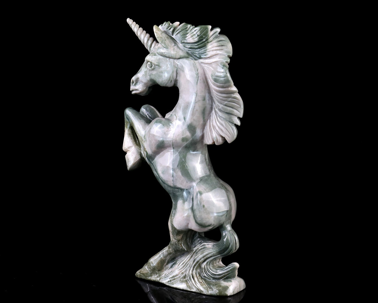 Nicedony 6.5" Jiulong Jade Hand Carved Crystal Unicorn Sculpture - View 2