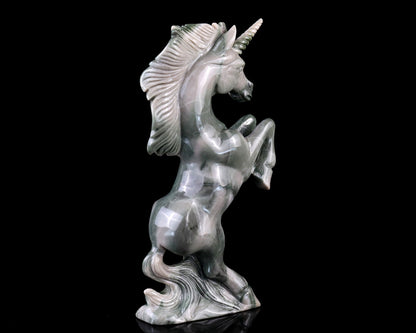 Nicedony 6.5" Jiulong Jade Hand Carved Crystal Unicorn Sculpture - View 4