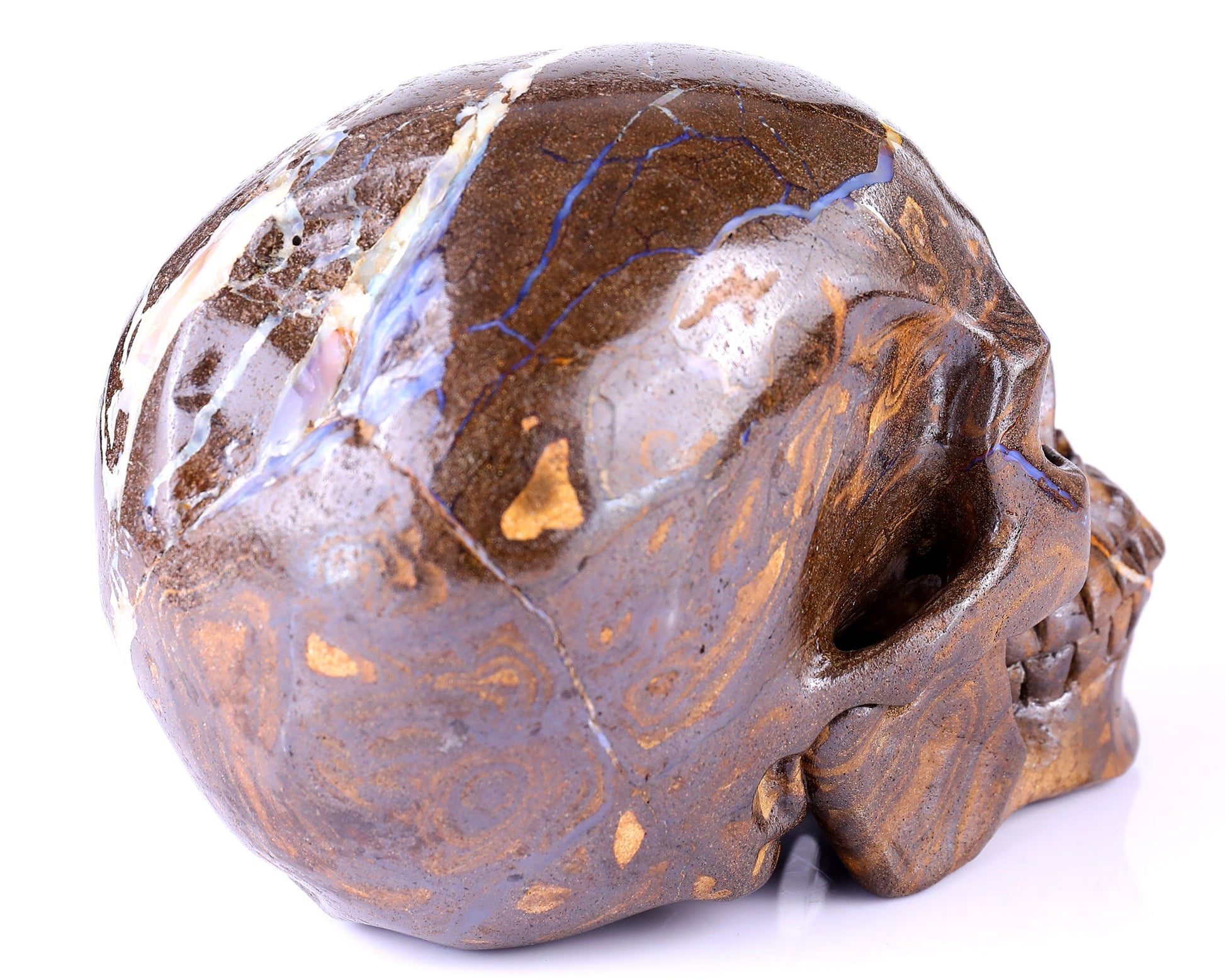 Nicedony 6.5" Opal Hand Carved Crystal Realistic Skull Sculpture - View 6
