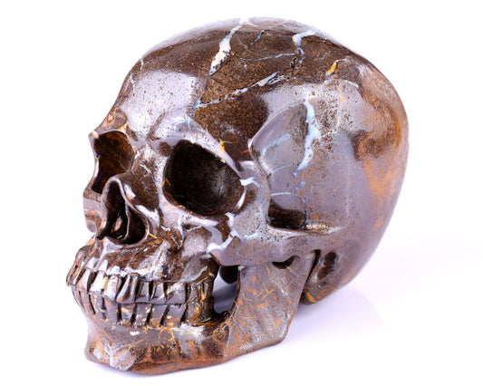 Nicedony 6.5" Opal Hand Carved Crystal Realistic Skull Sculpture