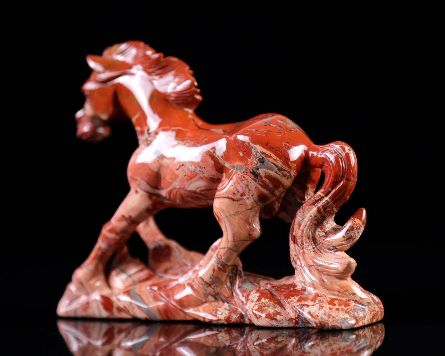 Nicedony 6.5" Red Jasper Hand Carved Crystal Horse Sculpture - View 4
