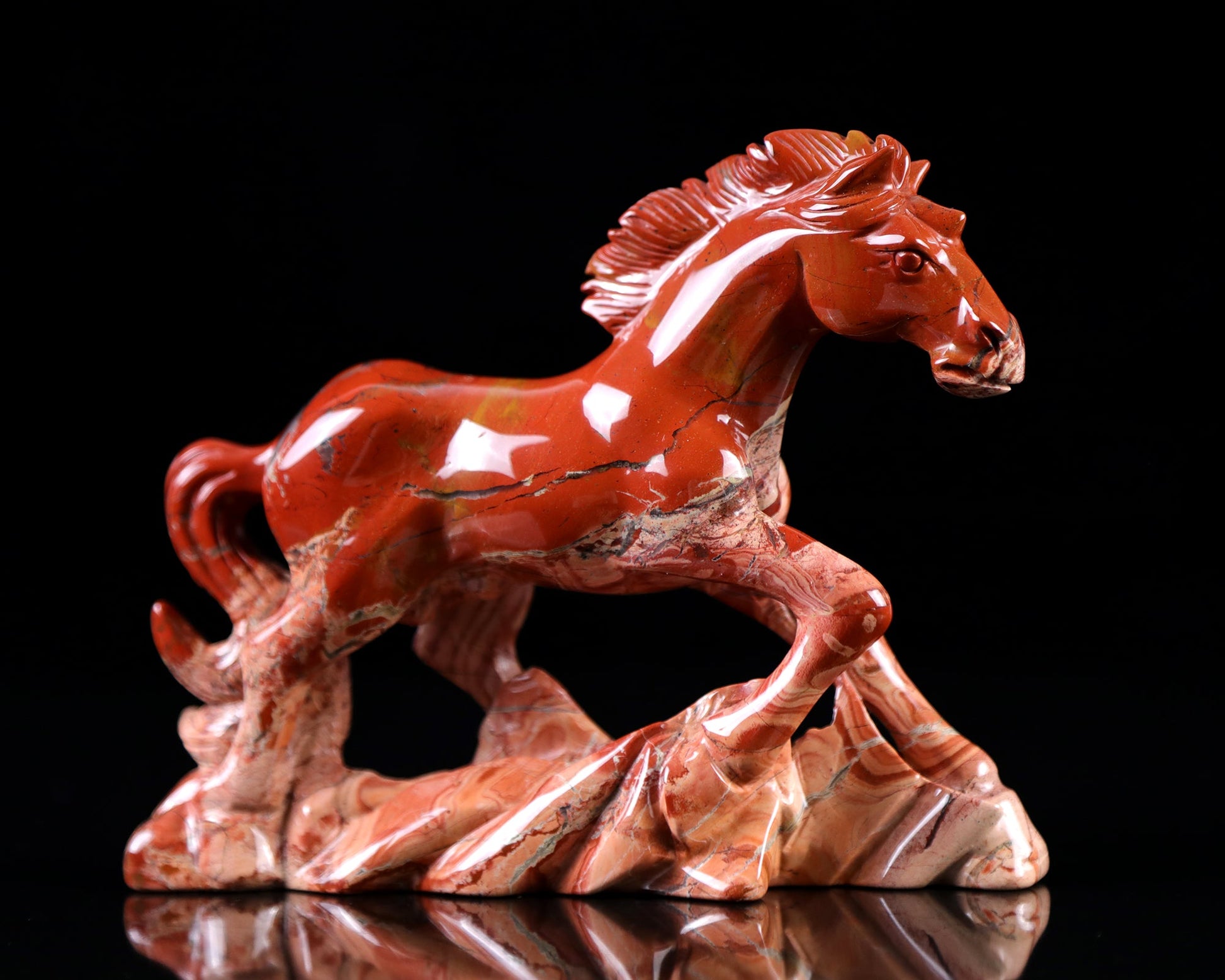 Nicedony 6.5" Red Jasper Hand Carved Crystal Horse Sculpture - View 2