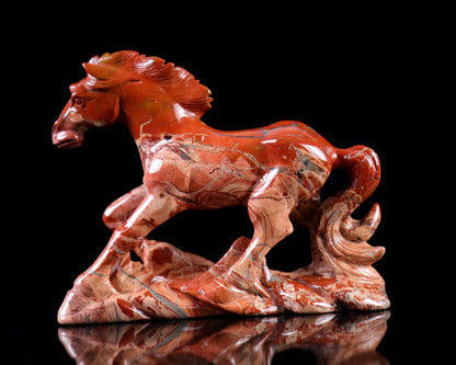 Nicedony 6.5" Red Jasper Hand Carved Crystal Horse Sculpture - View 3