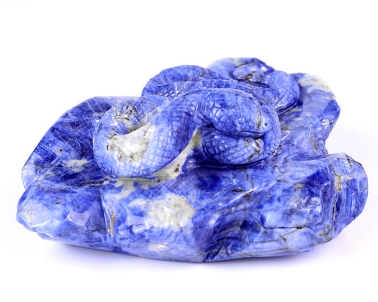Nicedony 6.5" Sodalite Hand Carved Crystal Snake Sculpture